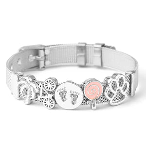 Adjustable Stainless Steel Mesh Bracelet with Coconut Tree Charm