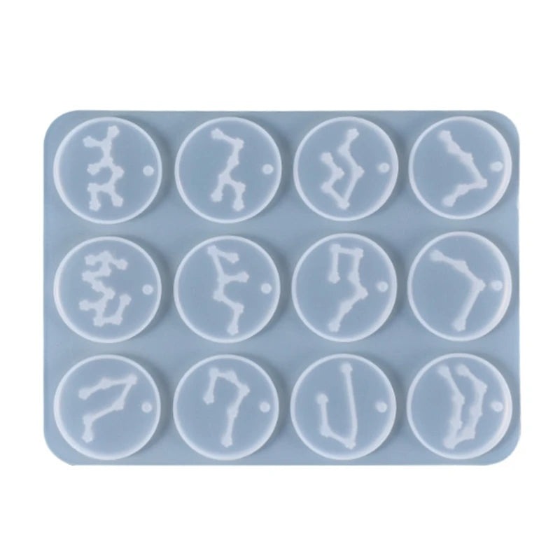 DIY 12 Constellation Keychain Silicone Epoxy Mold for Jewelry