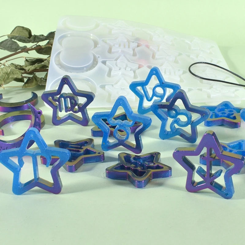 DIY 12 Constellation Keychain Silicone Epoxy Mold for Valentine Love Gift