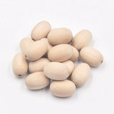 12Pcs 20*30mm Natural Oval Wooden Beads Charm Crafts Accessories