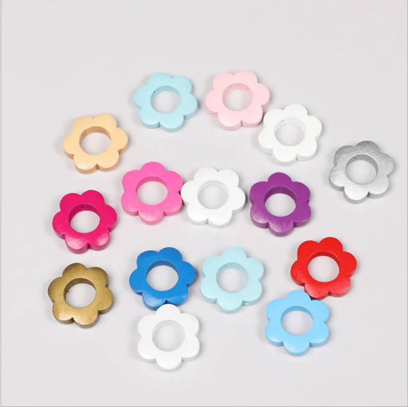DIY 20Pcs Colorful Plum Blossom Wood Chip Crafts for Kids