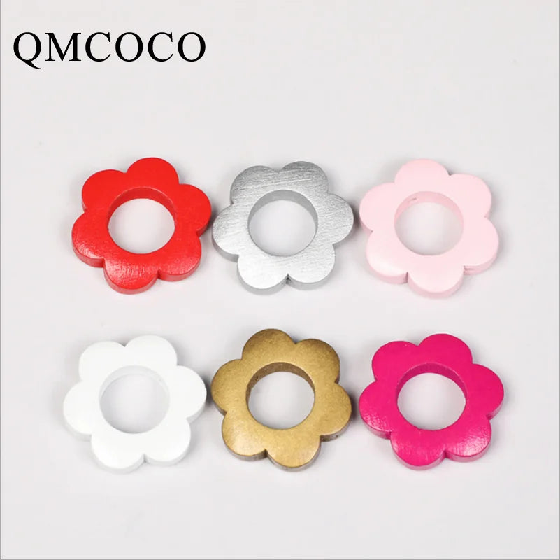 DIY 20Pcs Colorful Plum Blossom Wood Chip Crafts for Kids