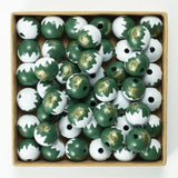 DIY 20mm Christmas Letters Printed Round Ball Wooden Beads Custom Charm Crafts