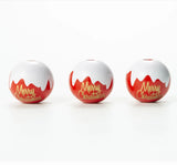 DIY 20mm Christmas Letters Printed Round Ball Wooden Beads Custom Charm Crafts