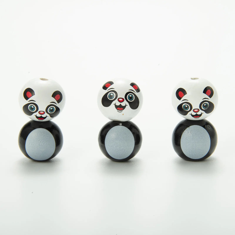 20mm Panda Fox Wooden Beads Bracelet Necklace Crafts Jewelry Making