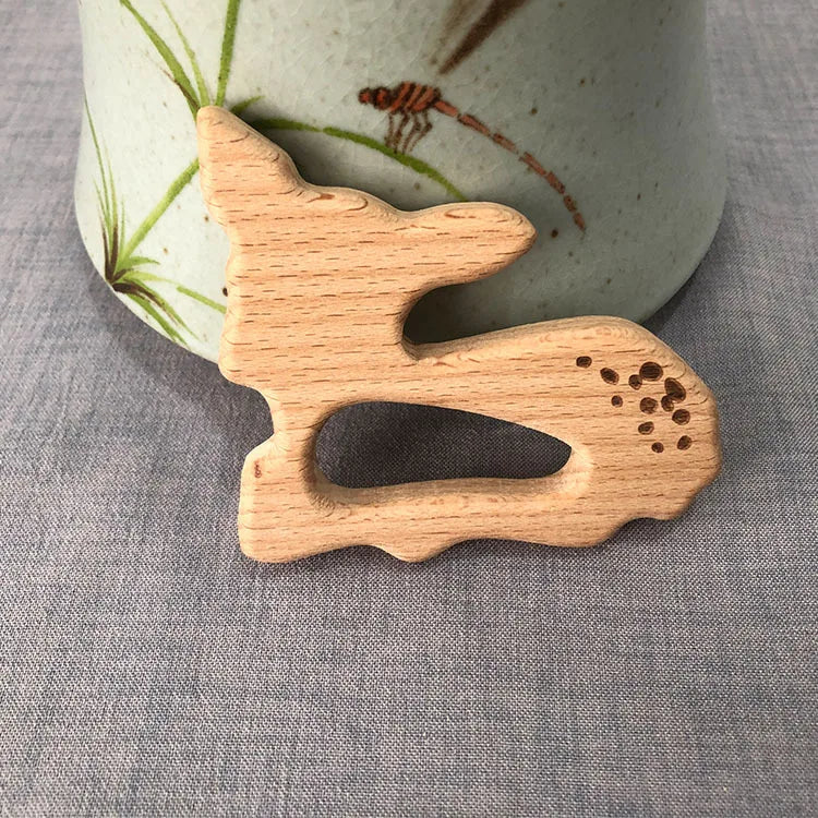 2Pcs Animal Beech Wood Baby Molar Toys for Pacifier Chain Accessories