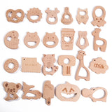 2Pcs Animal Beech Wood Baby Molar Toys for Pacifier Chain Accessories