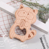 2Pcs Animal Beech Wood Baby Molar Toys for Pacifier Chain Accessories