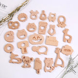 2Pcs Animal Beech Wood Baby Molar Toys for Pacifier Chain Accessories