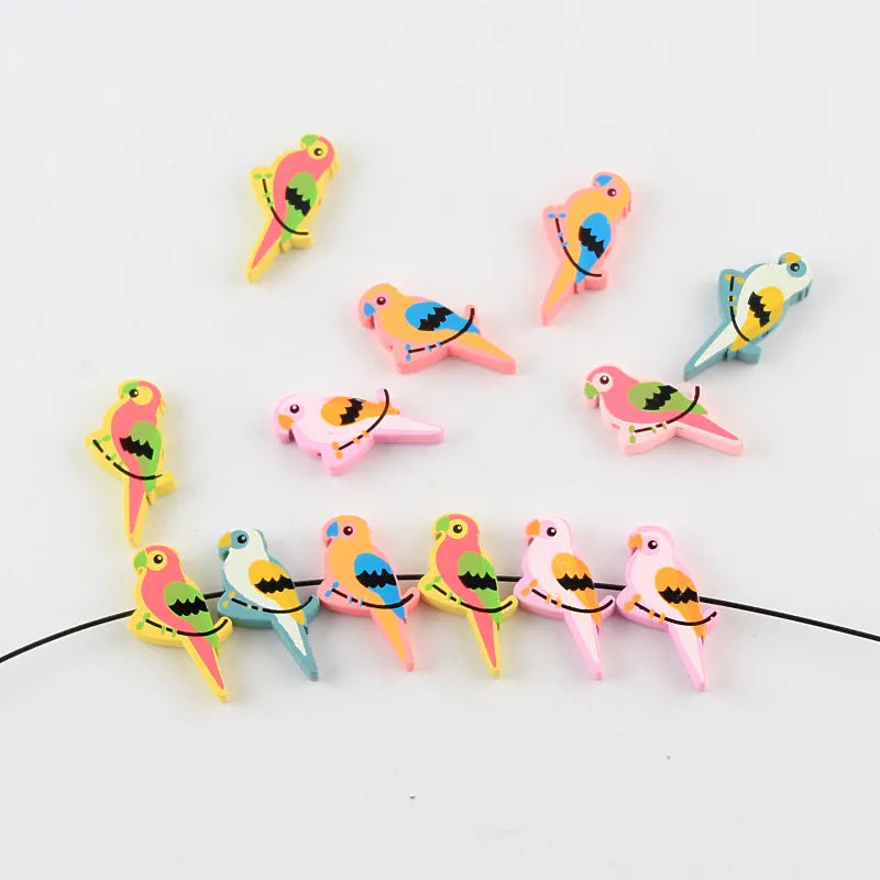 30pcs Birds Shape Wooden Beads for Baby Toys Crafts Kids Toys & Bracelet