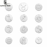 DIY Stainless Steel Zodiac Sign Charms Pendant 20Pcs/Lot