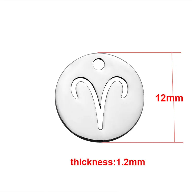 DIY Stainless Steel Zodiac Sign Charms Pendant 20Pcs/Lot