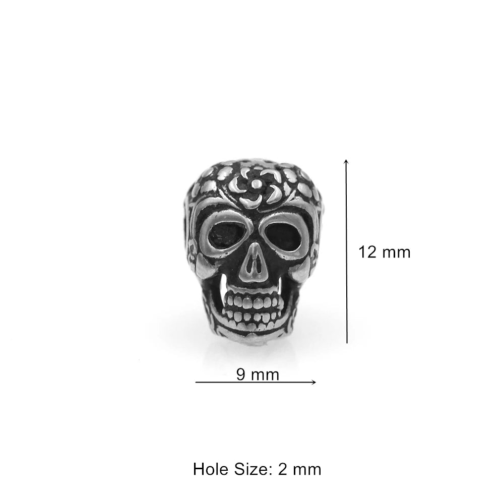 316l Stainless Steel Skull Bead Charms for Bracelet Necklace Making