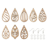 DIY 35 Pairs Leaf Earring Making Kit w/ Unfinished Wood Pendants
