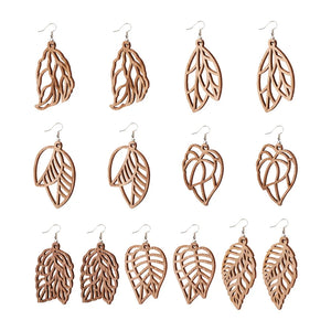 DIY 35 Pairs Leaf Earring Making Kit w/ Unfinished Wood Pendants