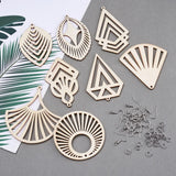 40 Pairs Wooden Earring Making Kit w/ Laser Cut Shapes, Hooks, Jump Rings