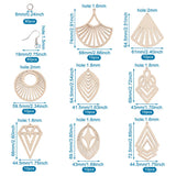 40 Pairs Wooden Earring Making Kit w/ Laser Cut Shapes, Hooks, Jump Rings