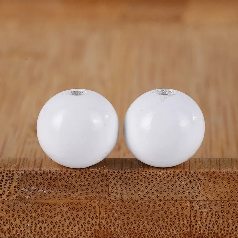 50Pcs Natural Wooden Round Beads for Crafts, Jewelry Making, Baby Toys