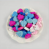 50Pcs Colorful Dots Heart-shaped Wooden Beads for Kids Jewelry and Toys
