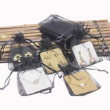 50pcs Organza Bag with Necklace/Earring Display Card 7x9cm/5x5cm