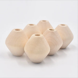 5Pcs Large Hole Rhombus Wooden Beads for DIY Crafts