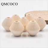 5Pcs Large Hole Rhombus Wooden Beads for DIY Crafts