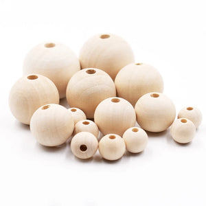 6-25mm Natural Wood Beads Eco-Friendly Unfinished Wood Balls