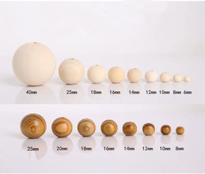 Natural Round Wood Beads DIY Jewelry Making 6-25mm