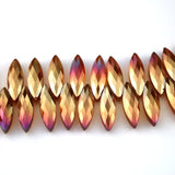 50pcs 7x22mm Faceted Horse Eye Glass Oval Beads for Jewelry Making