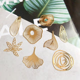 Pure Copper Plated Geometric Hollow Round Leaf Jewelry Material