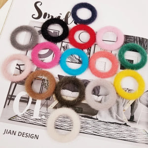 Winter Warm Mink Plush Circle Ring Earrings Pendant 10 Pcs