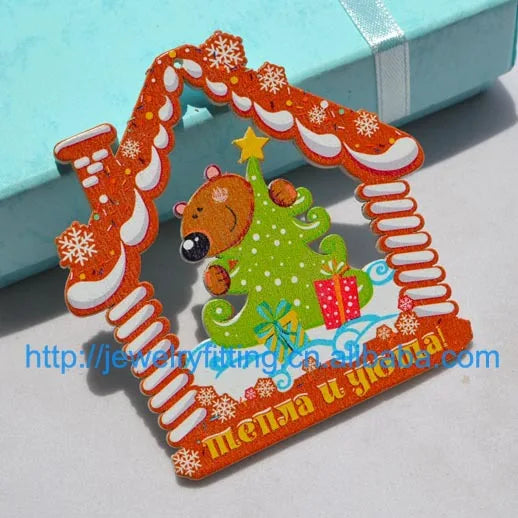 DIY Wooden Christmas House Decoration, Environmental Paint, Mix Cartoon Design