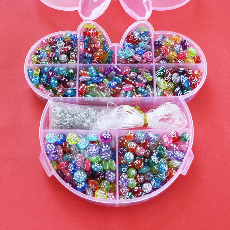 Kids Spacer Beads Kit with Charms in Plastic Box for Jewelry Making