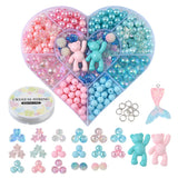 DIY Acrylic Macaron Beads Boxed Set Pink Bear Pendant Beads