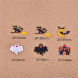Halloween Ghost Castle Cat Broom Charms Pendants Alloy Jewelry Set