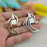 K Golden Hollow Girl Face Alloy Small Pendant Necklace Accessories