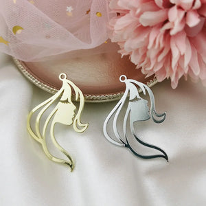 K Golden Hollow Girl Face Alloy Small Pendant Necklace Accessories