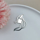 K Golden Hollow Girl Face Alloy Small Pendant Necklace Accessories