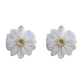 Vintage Hand-Woven Wool Flower Earrings Set