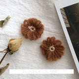 Vintage Hand-Woven Wool Flower Earrings Set