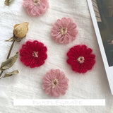 Vintage Hand-Woven Wool Flower Earrings Set