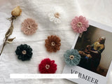 Vintage Hand-Woven Wool Flower Earrings Set