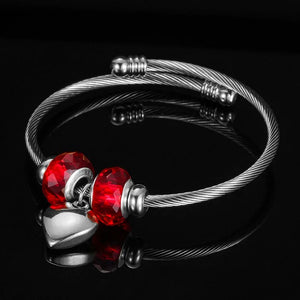 DIY Bead Twisted Cable Elastic Wire Women Bracelets Stainless Steel