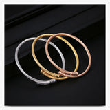 DIY Bead Twisted Cable Elastic Wire Women Bracelets Stainless Steel