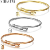 DIY Bead Twisted Cable Elastic Wire Women Bracelets Stainless Steel