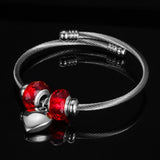 DIY Bead Twisted Cable Elastic Wire Women Bracelets Stainless Steel