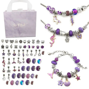 DIY Purple Green Charm Beaded Bracelet Kit for Women