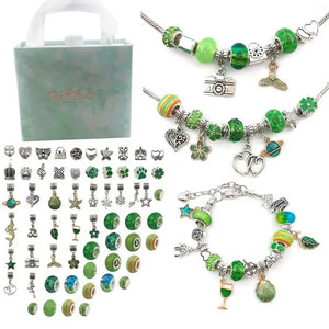 DIY Purple Green Charm Beaded Bracelet Kit for Women