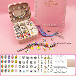 Girls Beaded Bracelet Set with Storage Box Acrylic Beads DIY Jewelry Making Kit