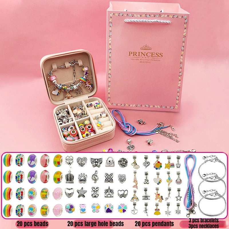 DIY Beaded Bracelet Set for Girls with Storage Box - Acrylic European Beads Kit